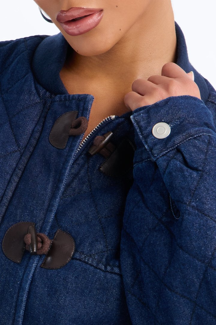 Quinn Quilted Denim Jacket - Dark Wash