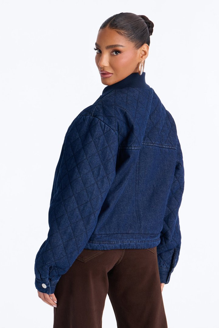 Quinn Quilted Denim Jacket - Dark Wash
