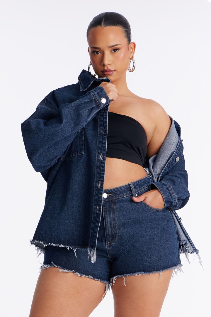 Audrey Denim Short Set - Dark Denim