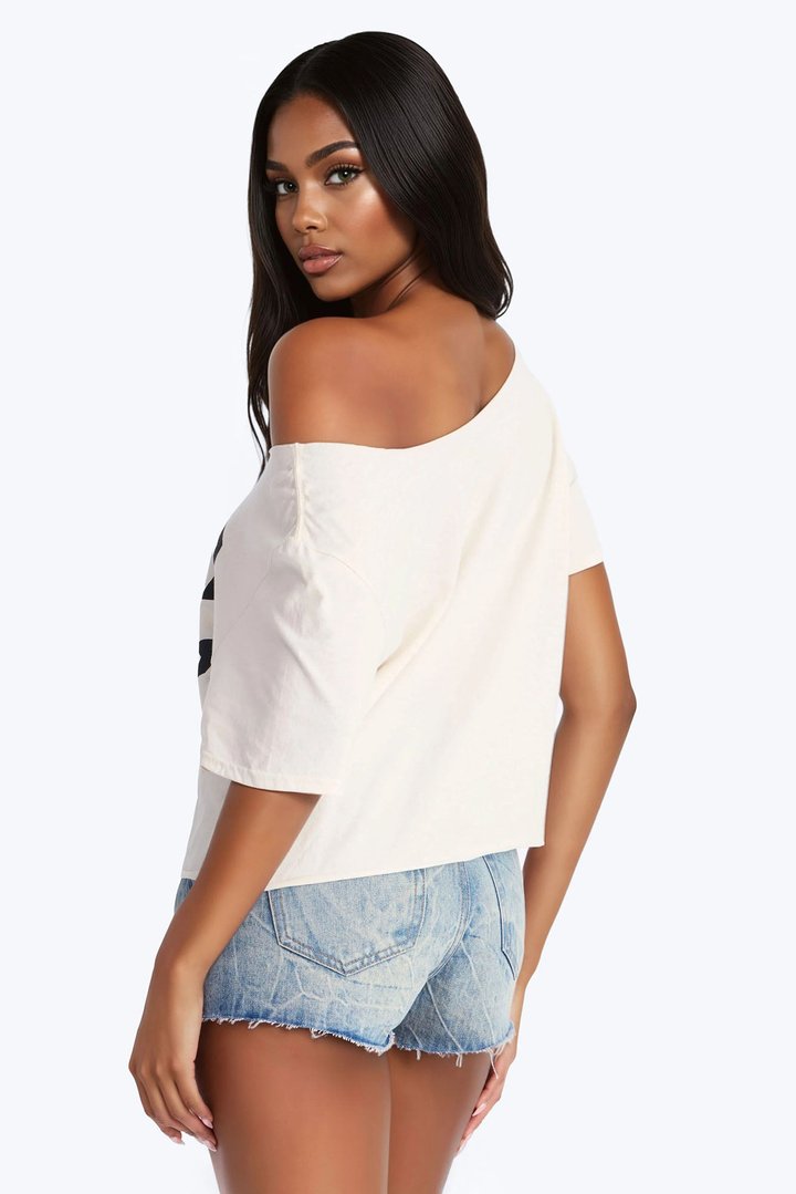 St. Patrick's Day Gold Digger Off Shoulder Tee - Cream