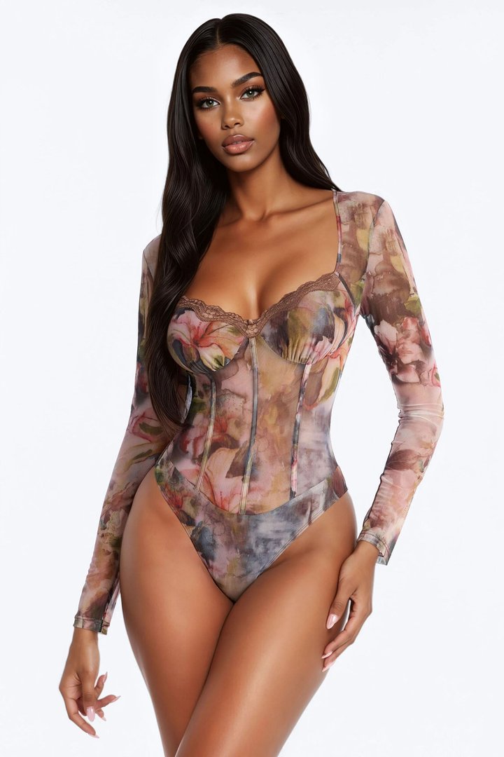 Spring Fantasy Mesh Bodysuit - Multi Color
