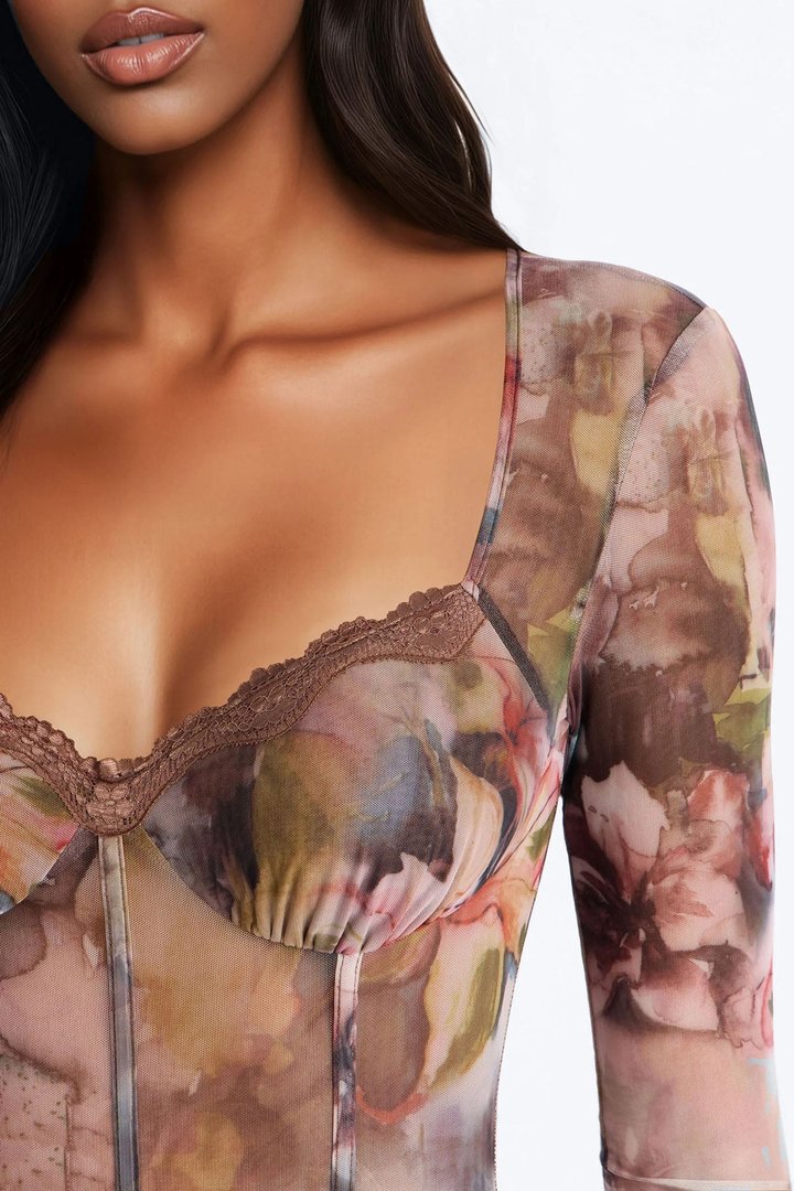 Spring Fantasy Mesh Bodysuit - Multi Color