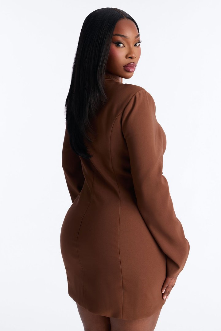 First Blush Poplin Mini Dress - Brown