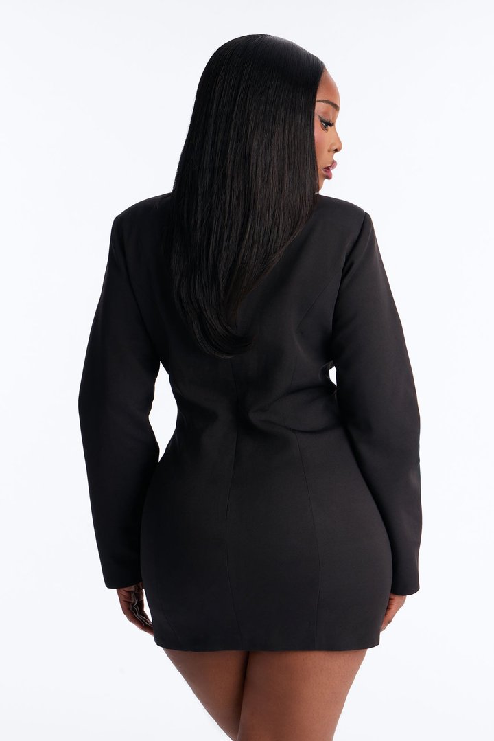 Sweetheart Long Sleeve Mini Dress - Black/White