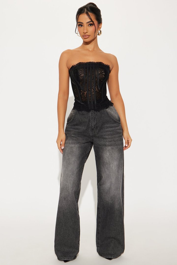 Pure Connection Lace Corset Top - Black