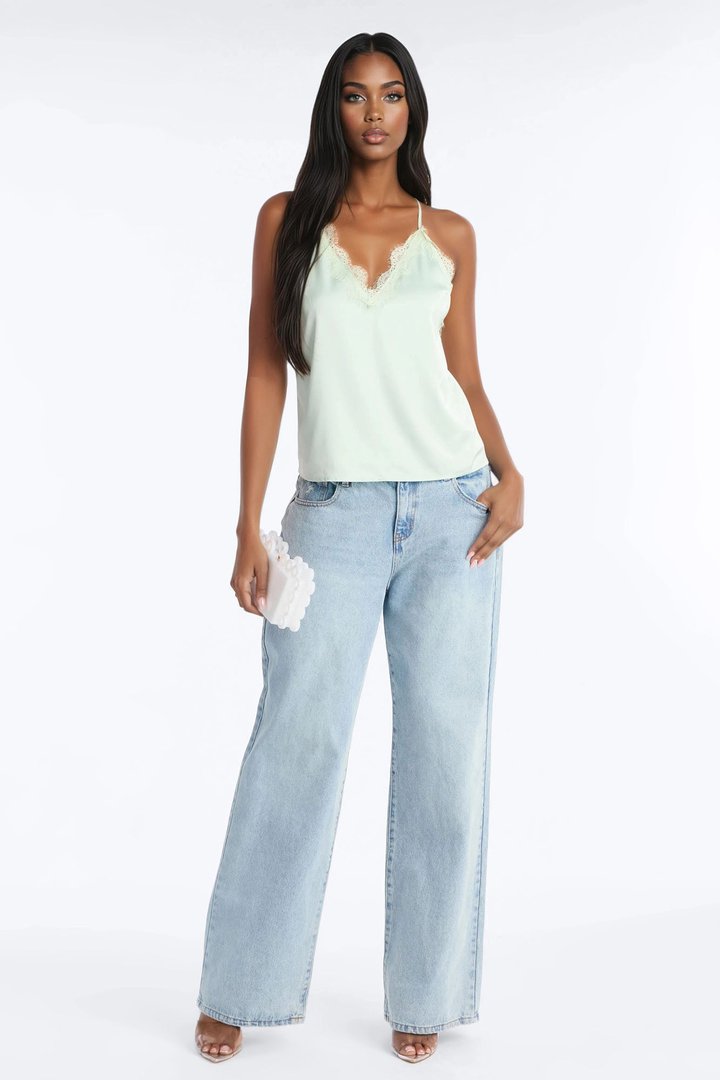 Living In Lace Cami Top - Sage