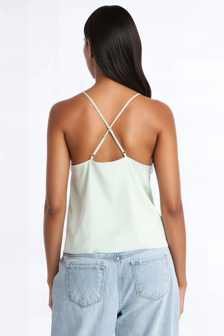 Living In Lace Cami Top - Sage
