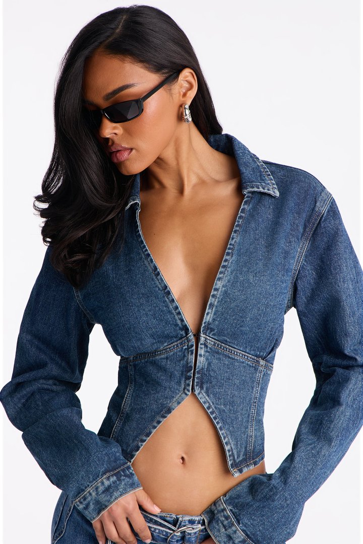 All Around Me Denim Top - Dark Wash