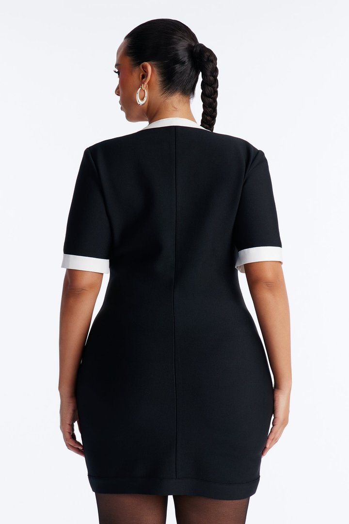Sweet Authority Contrast Trim Bandage Mini Dress - Black/White