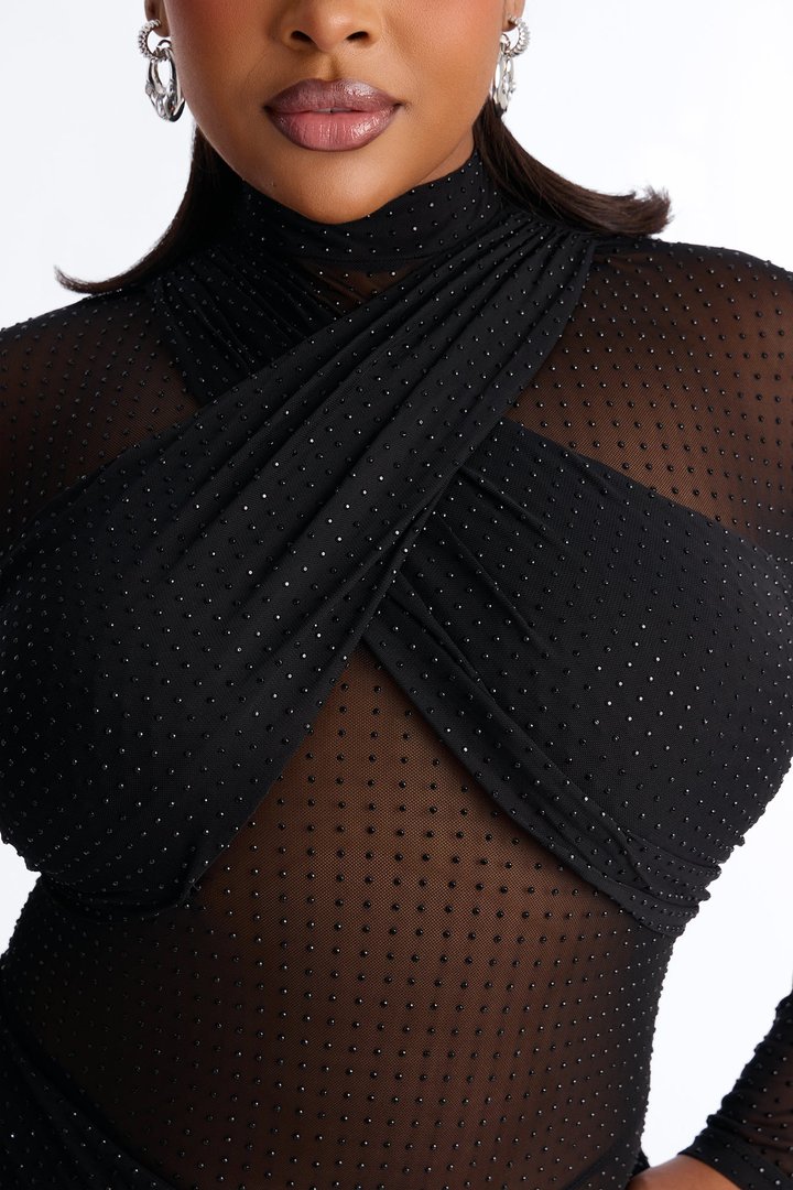 Evangeline Embellished Straight Leg Jumpsuit - Black