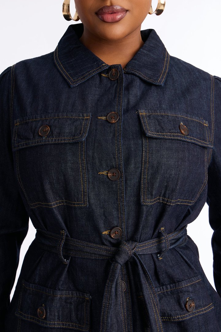 Patricia Puff Sleeve Denim Pant Set - Dark Wash