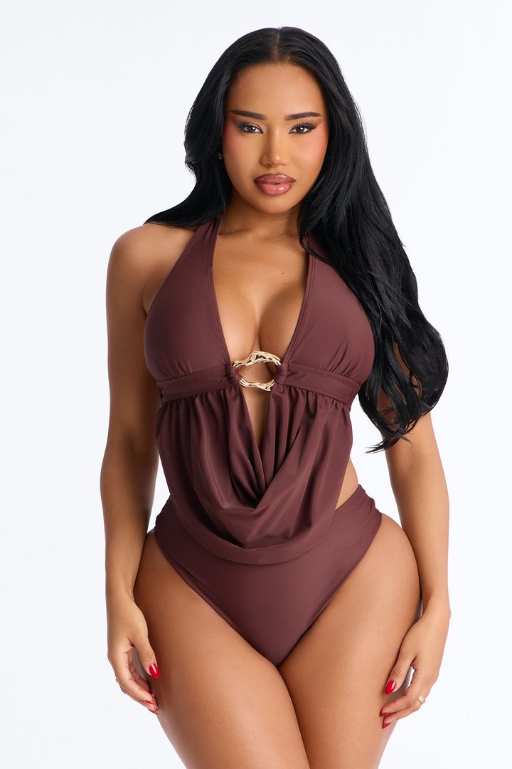 Better Late Than Never 2 Piece Swimsuit - Chocolate