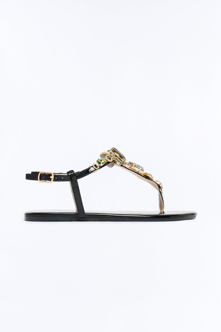 Keepin' Us Together Embellished Sandals - Black