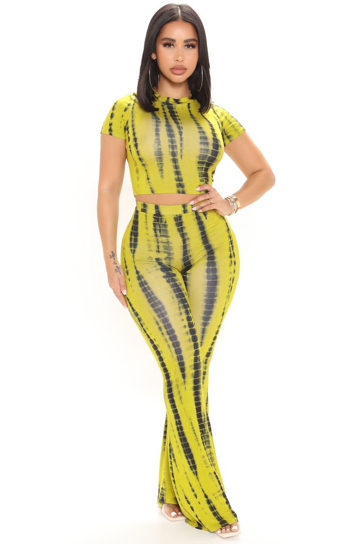 Jazmin Tie Dye Pant Set 33 - Chartreuse