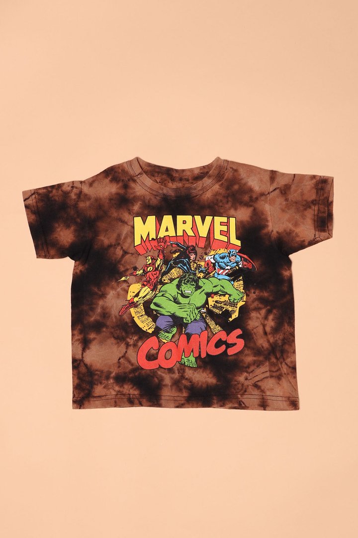 Mini Marvel Comics Tie Dye Tee - Black/Brown