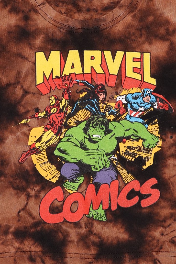 Mini Marvel Comics Tie Dye Tee - Black/Brown