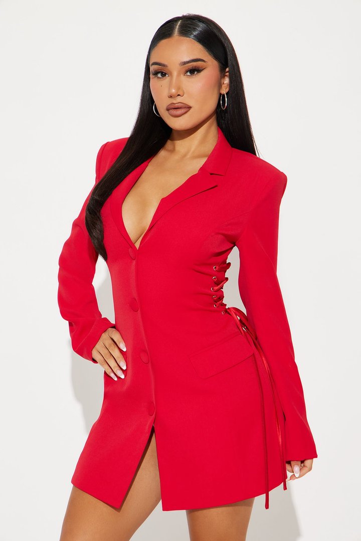Jade Blazer Mini Dress - Red