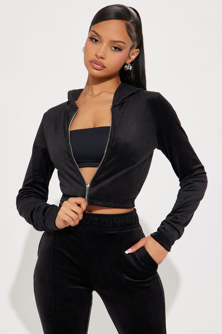 Amelia Velour Pant Set - Black