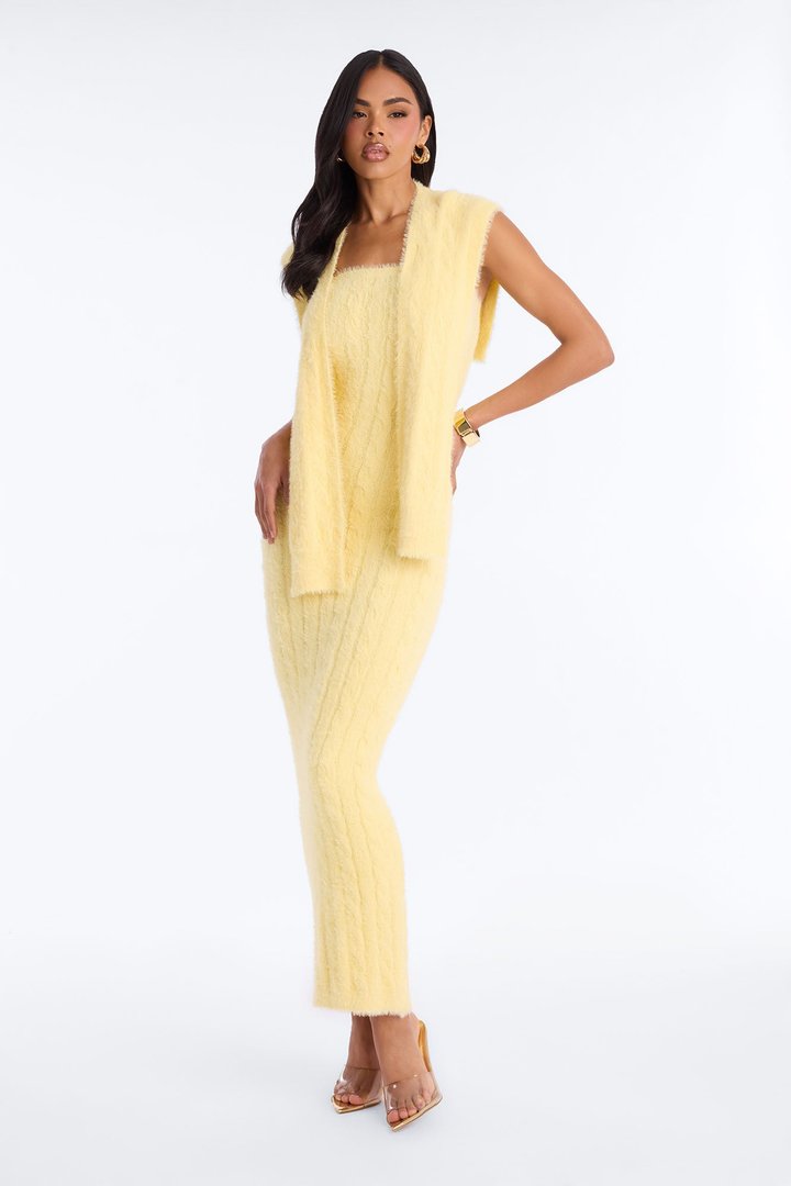 Good Vibes 2 Piece Sweater Maxi Dress Set - Butter Yellow