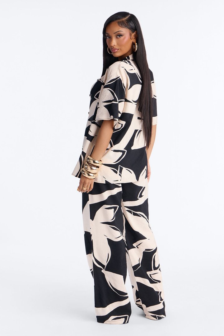 Ready For Vacay Wide Leg Pant Set - Black/White
