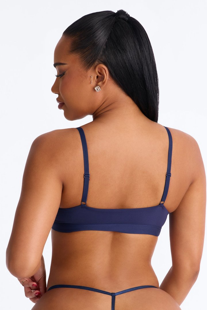 Light As A Feather Microfiber Scoop Bralette - Navy