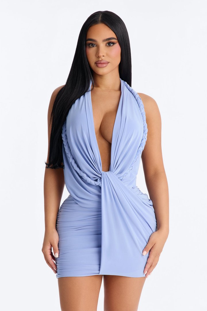 Maisie Halter Backless Mini Dress - Periwinkle