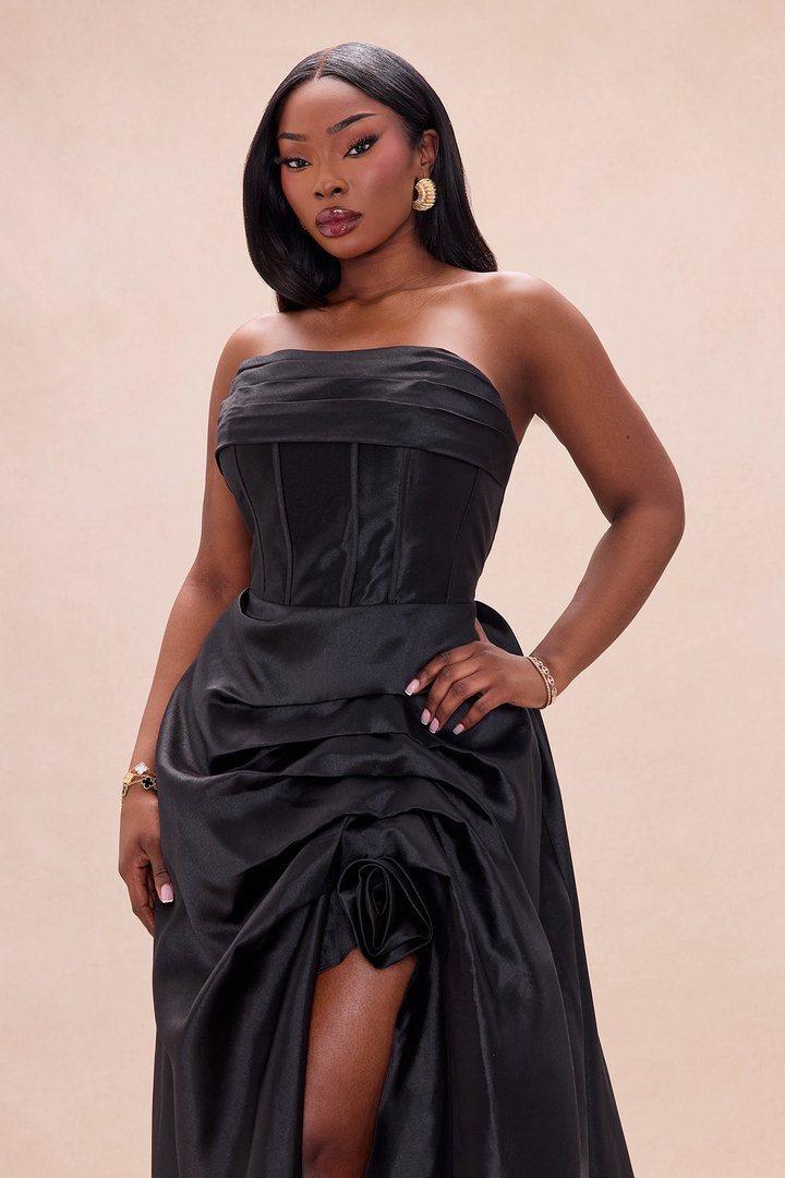 Swept Away Taffeta Gown - Black