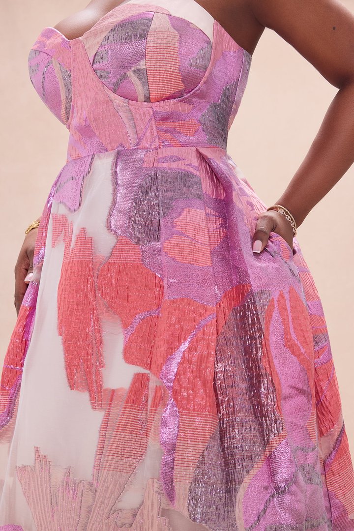 Soft Era Jacquard Midi Dress - Purple/combo
