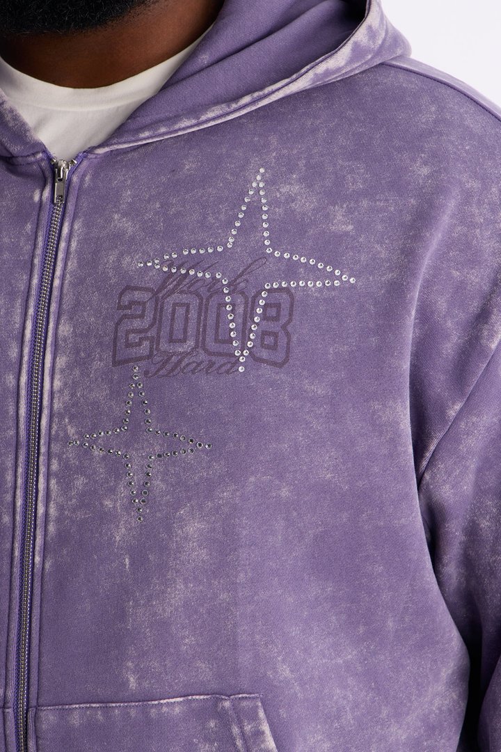 MVP Rhinestone Zip Hoodie - Lavender