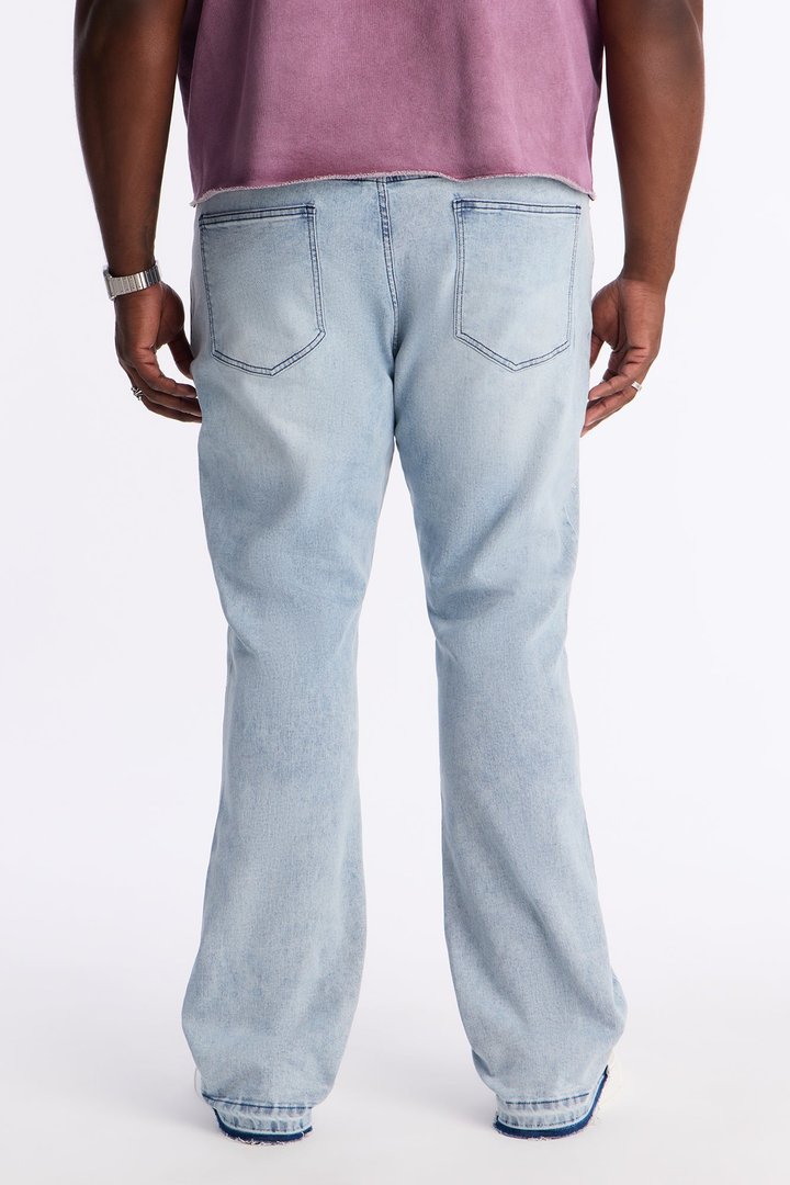 Stacked Skinny Flare Street Monarch Jeweled Jean - Light Wash