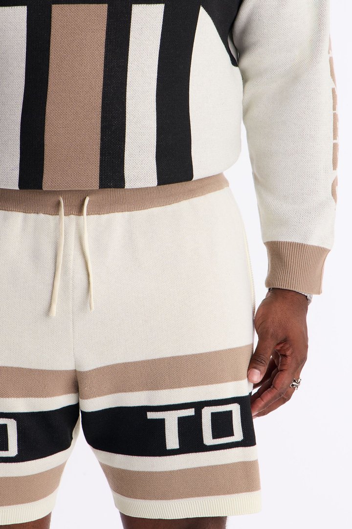 Retro Moto Stripe Sweater Short - Cream
