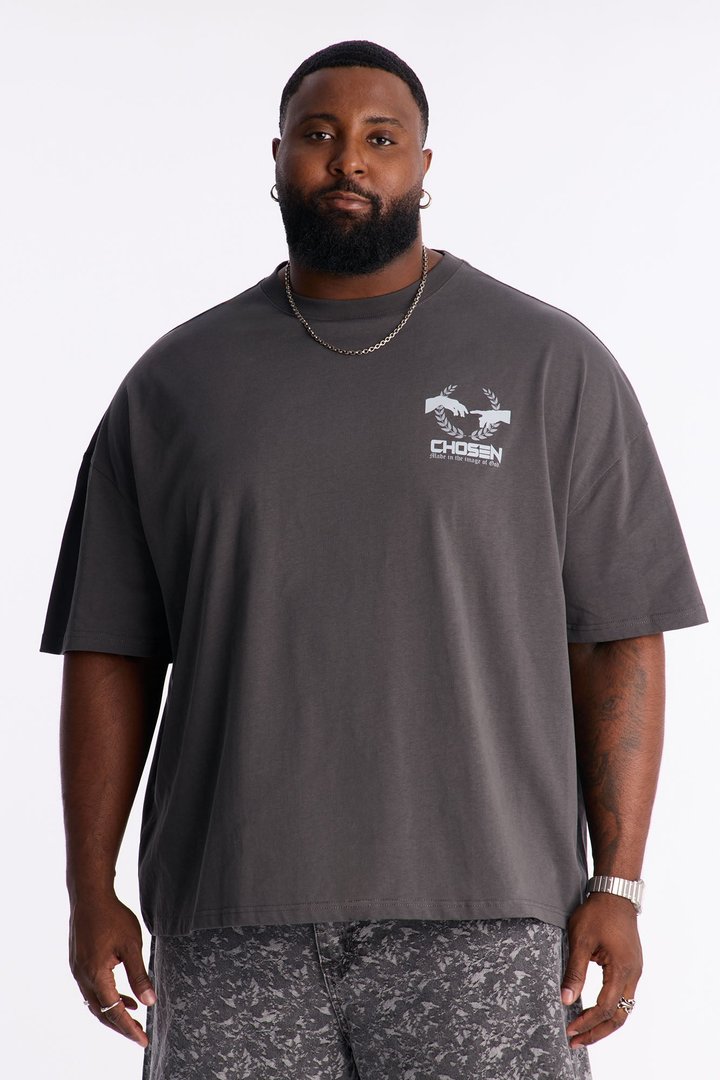 The Chosen One Oversized Premium Short Sleeve Tee - Charcoal
