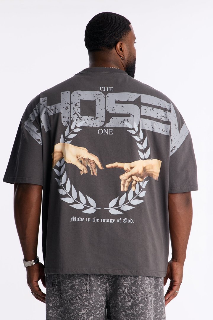 The Chosen One Oversized Premium Short Sleeve Tee - Charcoal
