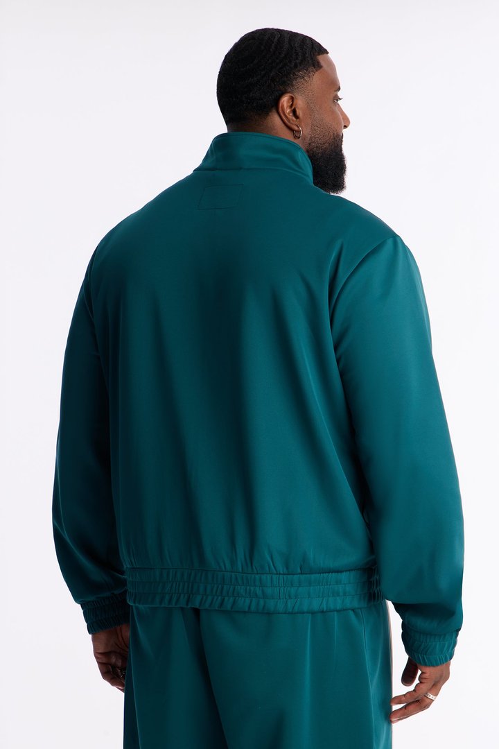 Contrast Panel Knitted Track Jacket - Teal