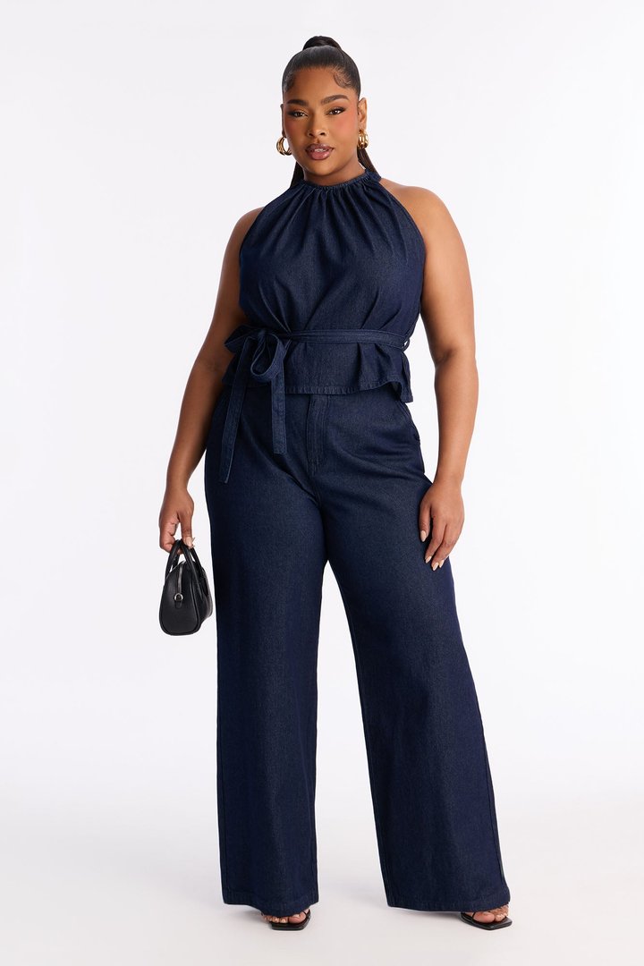 Kora Denim Pant Set - Dark Wash