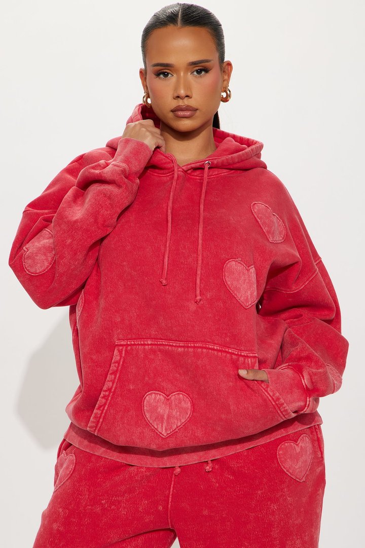 Stole Your Heart Sweatsuit Set - Red