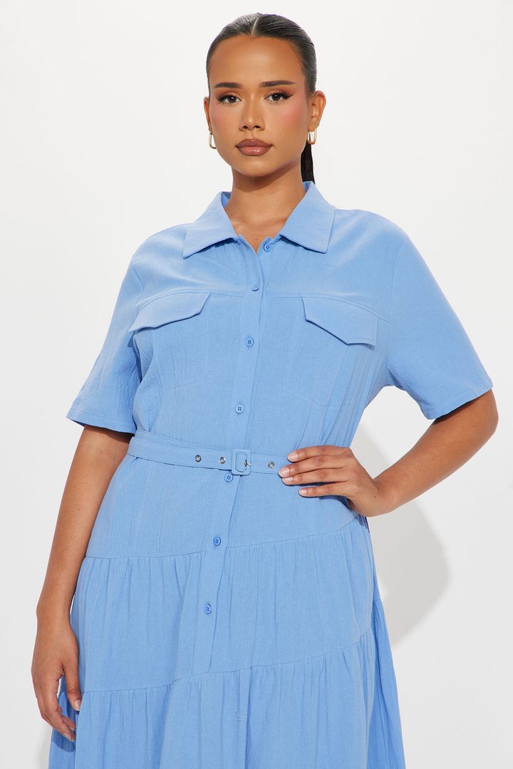 Julia Maxi Shirt Dress - Blue