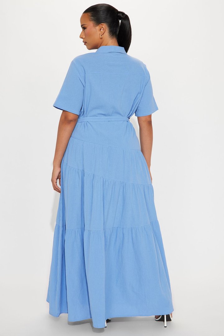 Julia Maxi Shirt Dress - Blue