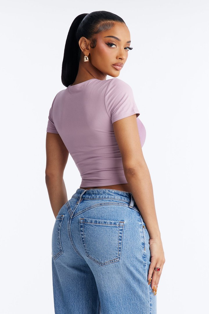 Jaslynn Double Lined Cropped Baby Tee - Lilac