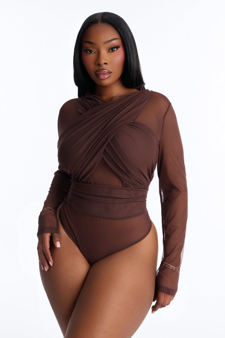 Serena Mesh Bodysuit - Chocolate