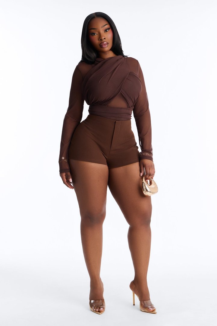Serena Mesh Bodysuit - Chocolate