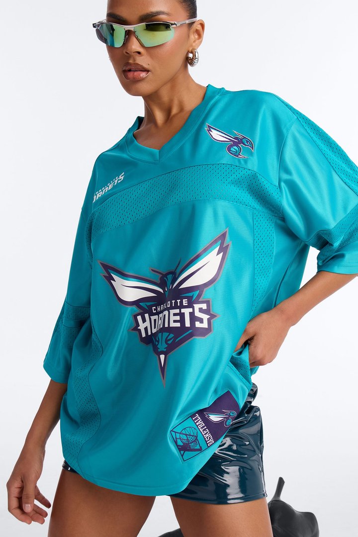 NBA Hornets Oversized Mesh Tee - Teal