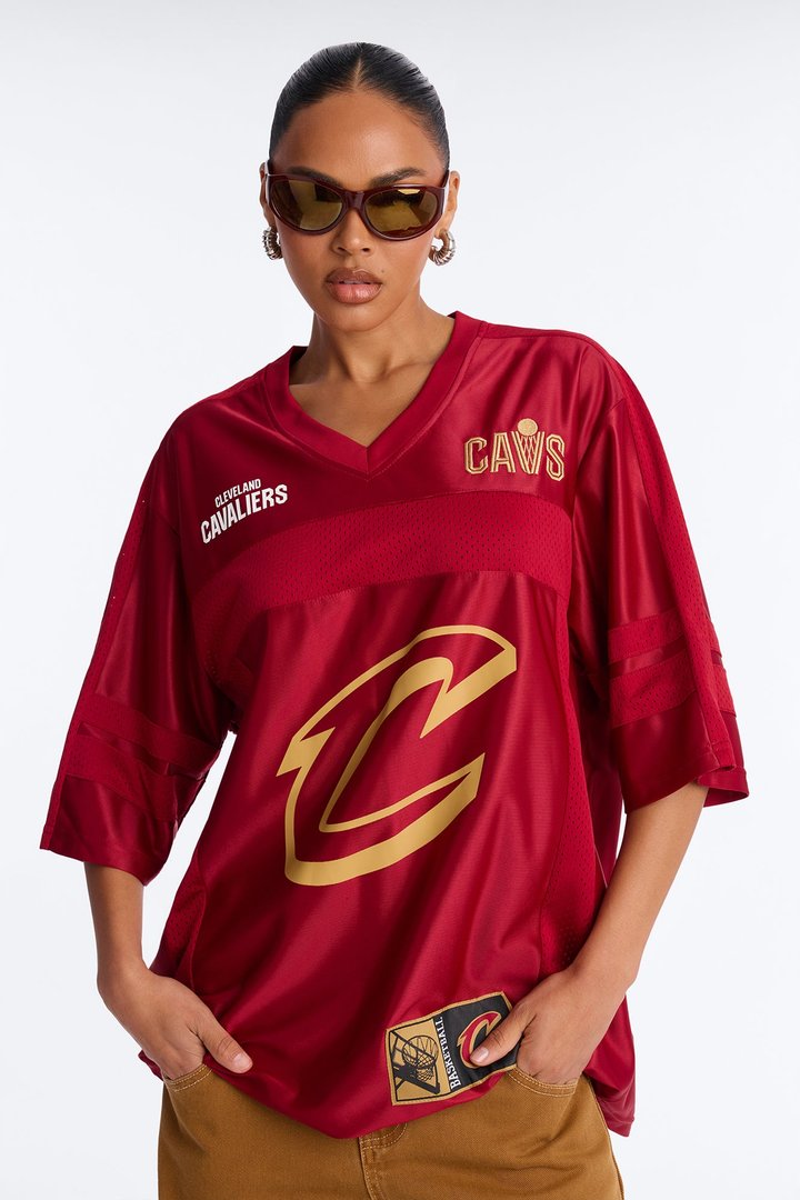NBA Cavaliers Oversized Mesh Tee - Wine