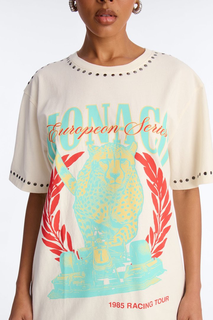 Monaco Studded Tee - Natural
