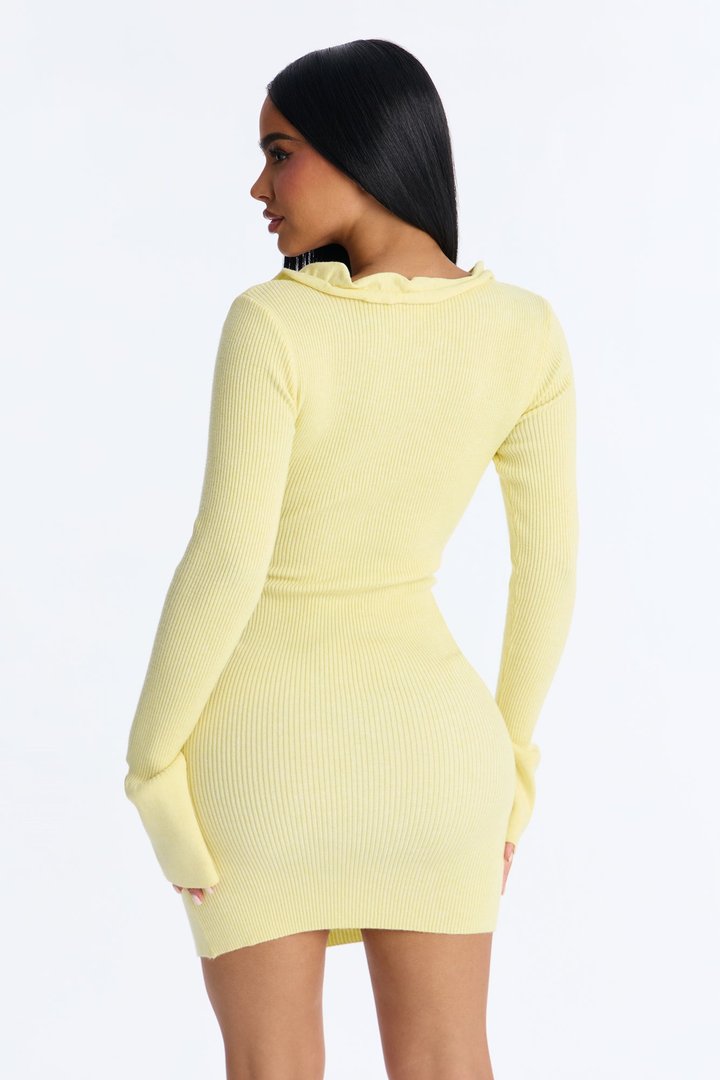 Sweet But Spicy Ruffle Mini Dress - Butter Yellow
