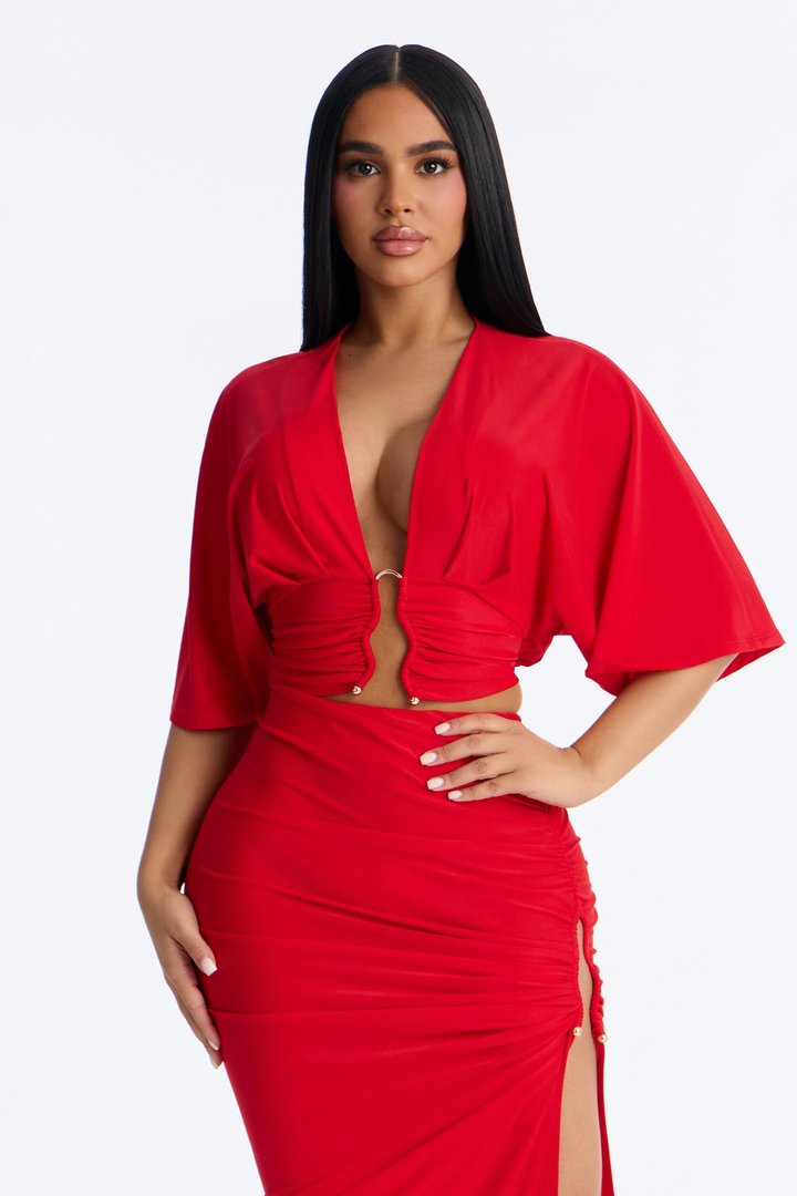 Charlotte Midi Skirt Set - Red
