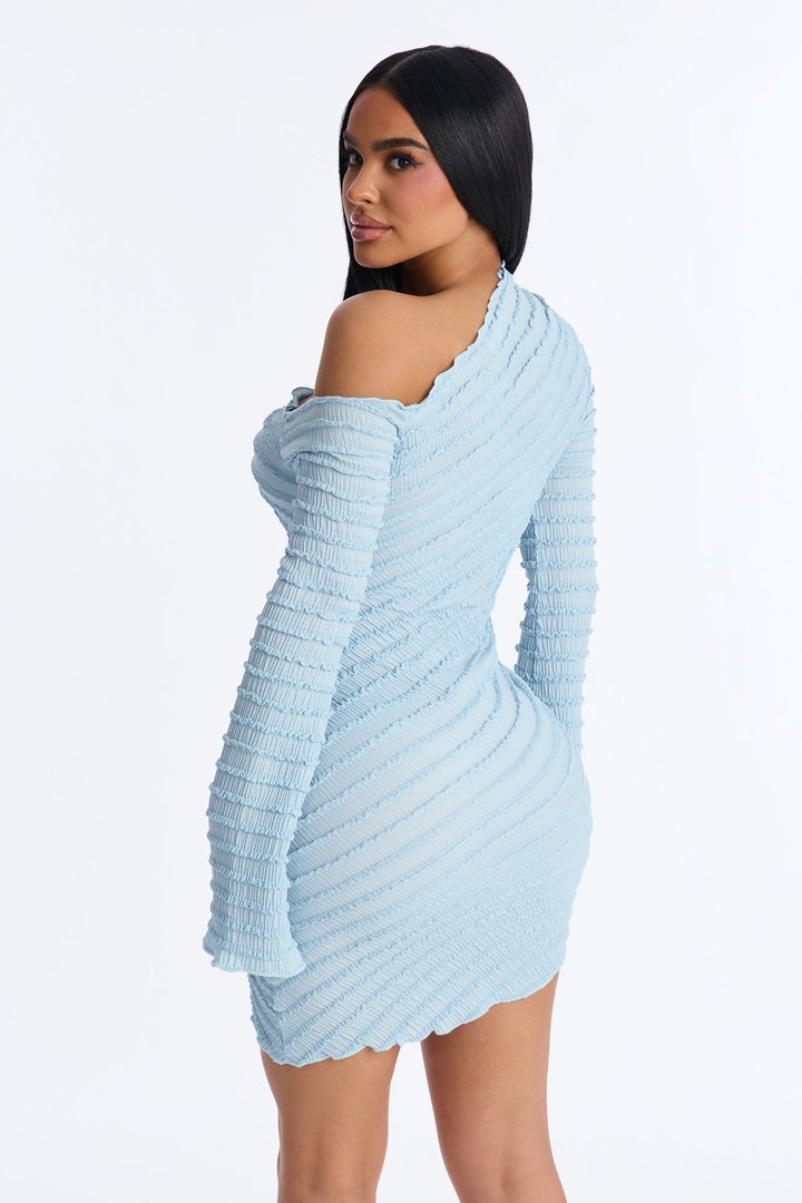 Emerson One Shoulder Textured Mini Dress - Blue