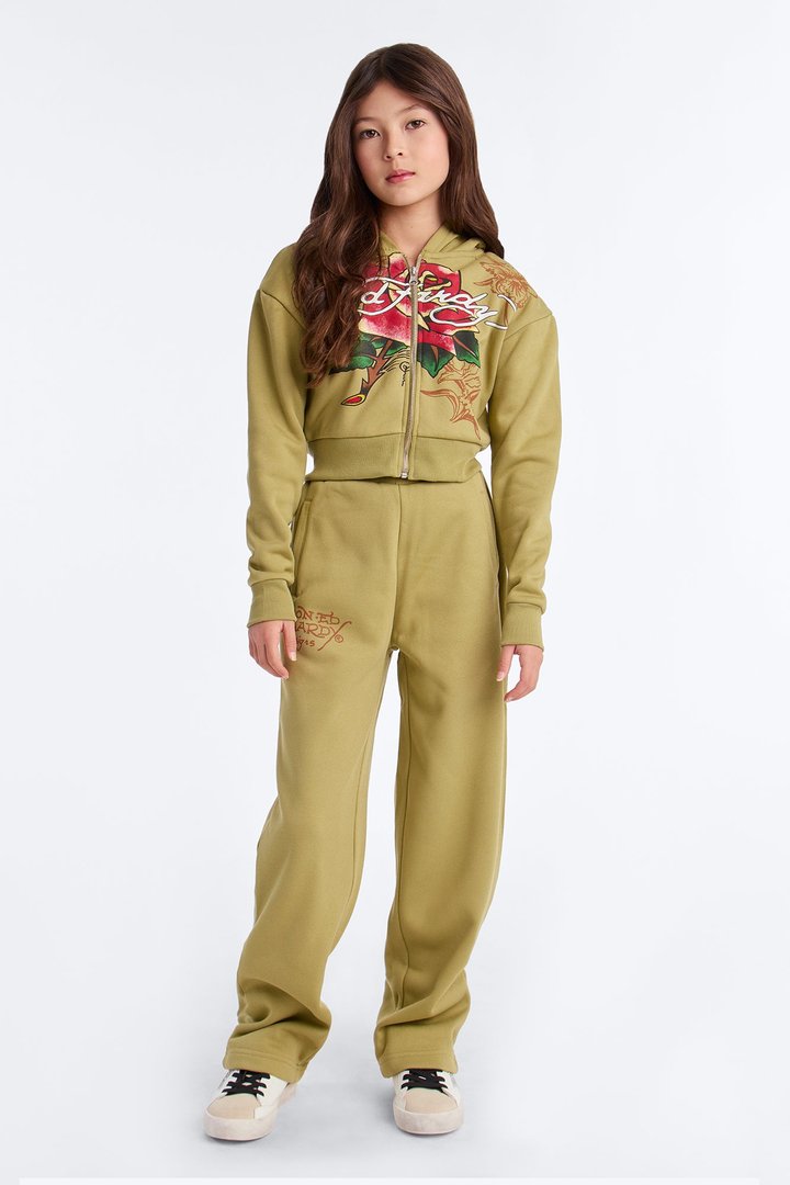 Mini Ed Hardy Bouquet Fleece Pants - Olive