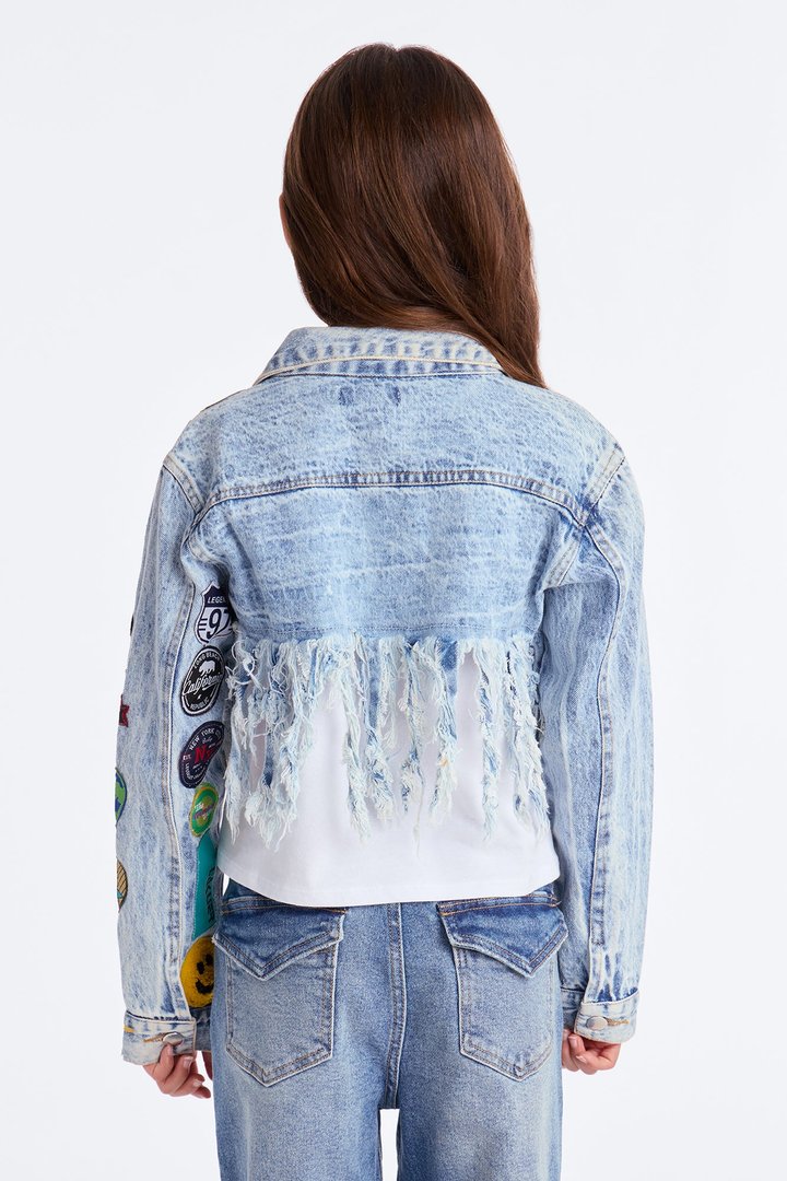 Mini New Level Fringe Denim Jacket - Medium Wash