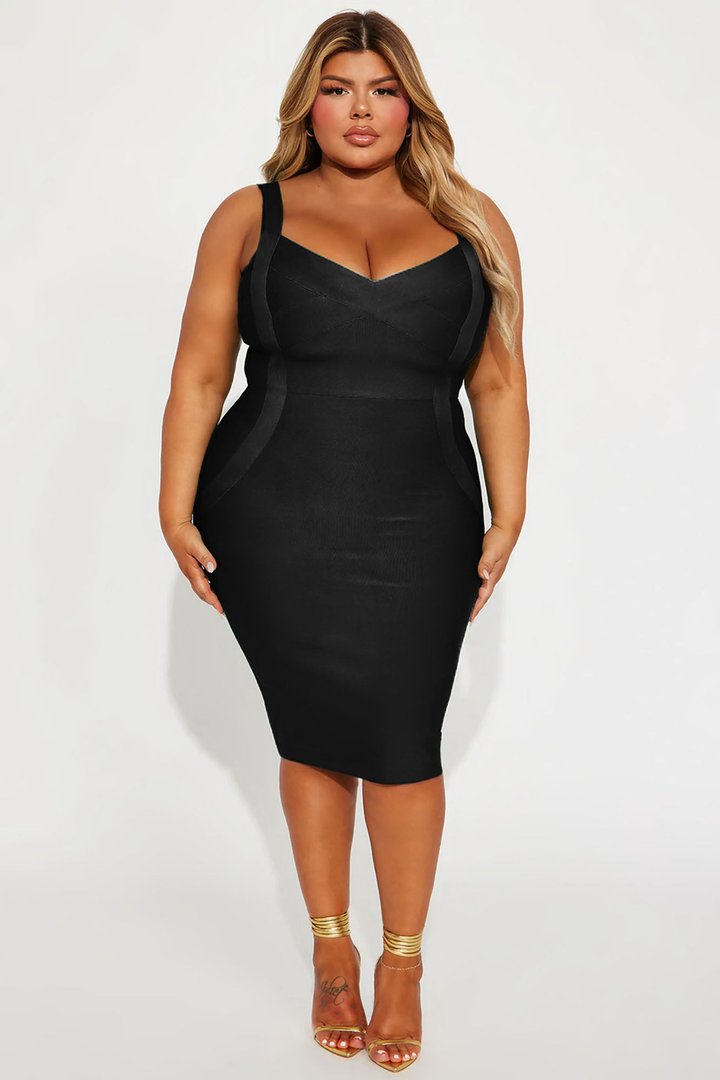 Elise Bandage Midi Dress - Black